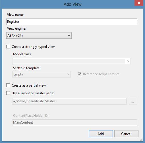 Adding View in MVC 4